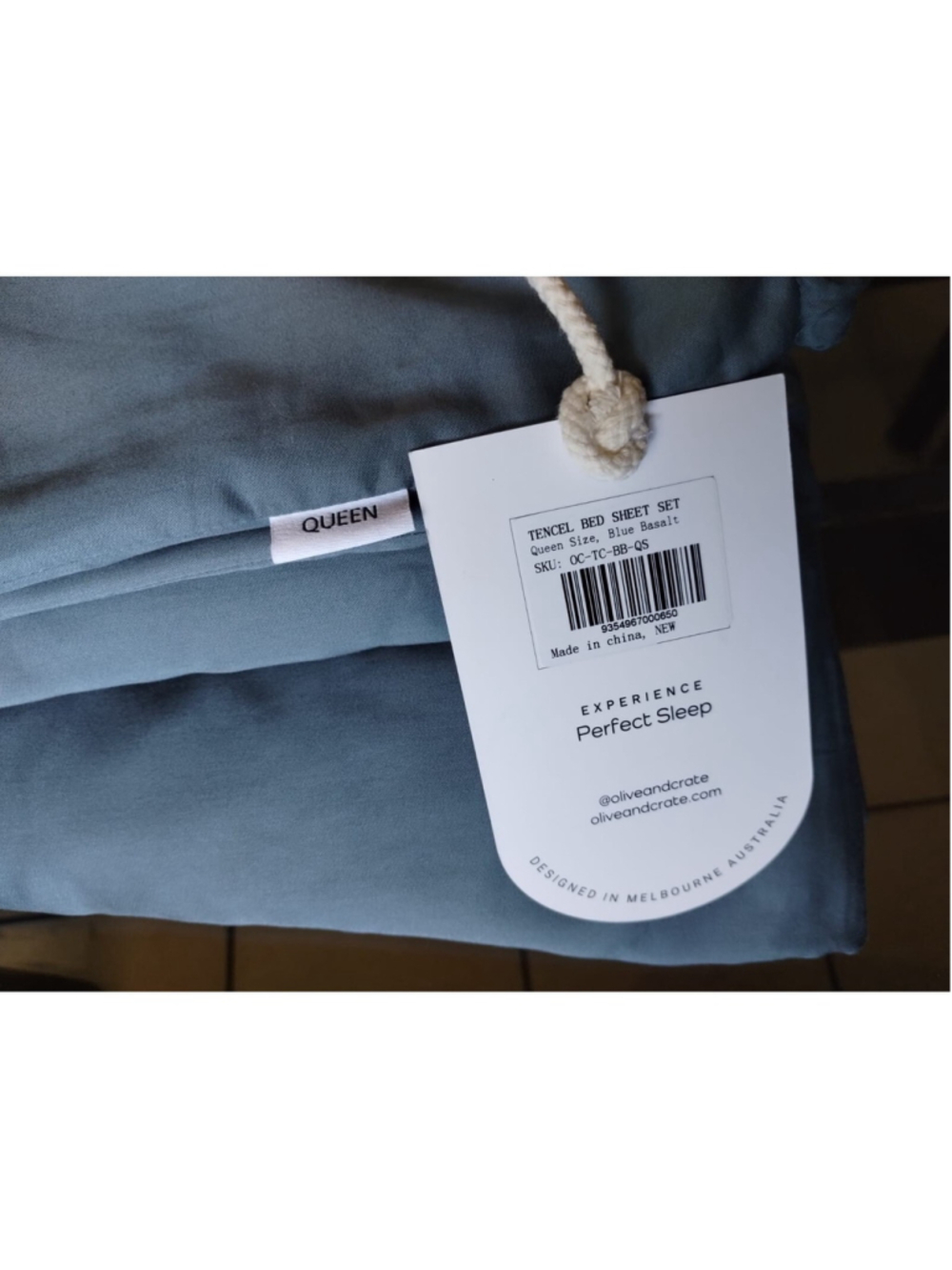Olive Crate 100% Eucalyptus TENCEL Cooling - QUEEN Sheet Set 4pc Basalt Blue